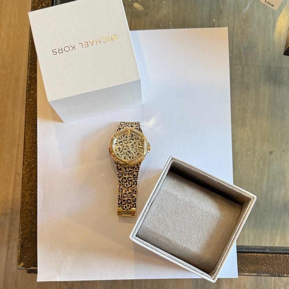 Michael Kors Leopard Print Gold and Black Watch MK7284 - Picture 6 of 6